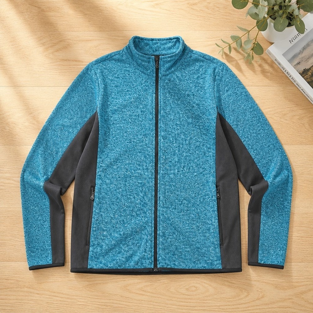 Marc New York Andrew Marc Men's Blue Marled Performance Zip-Up Fleece Jacket XL